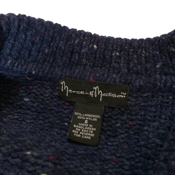 MERCER & MADISON LAMBSWOOL BLUE LONGLINE BUTTON DOWN CARDIGAN SWEATER - Picture 9 of 16